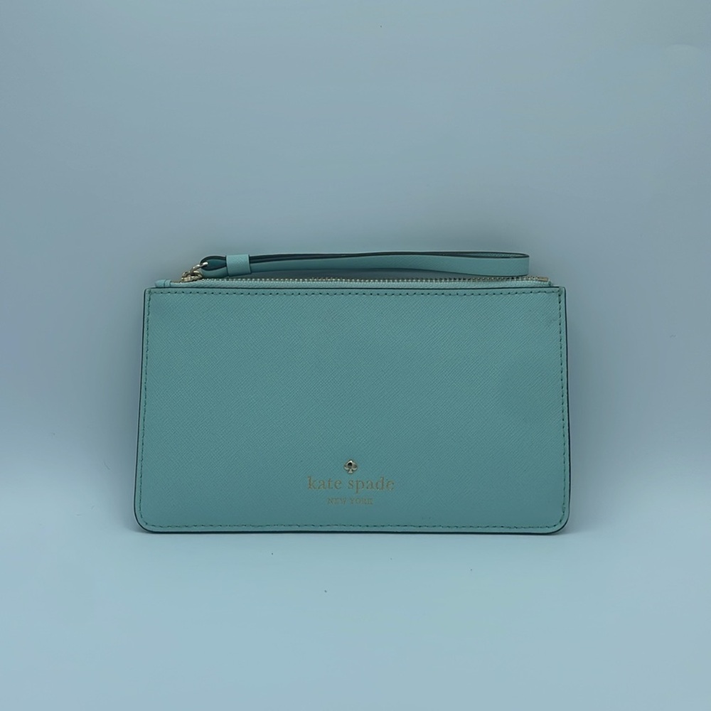 Kate Spade Leather Wristlet Wallet Teal Like New - Picture 3 of 6